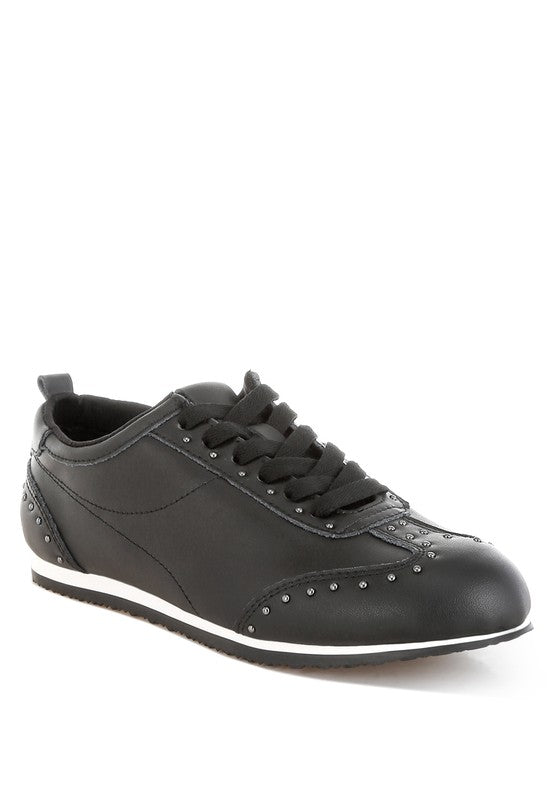 Odaya Studded Real Soft Leather Sneakers-Rag Company-Black-US-5 / UK-3 / EU-36-[option4]-[option5]-[option6]-[option7]-[option8]-Shop-Boutique-Clothing-for-Women-Online