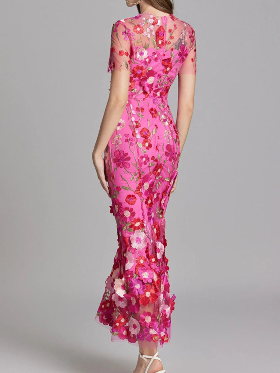 Floral Embroidered Mesh Overlay Maxi Dress-Dresses-Trendsi-[option4]-[option5]-[option6]-[option7]-[option8]-Shop-Boutique-Clothing-for-Women-Online