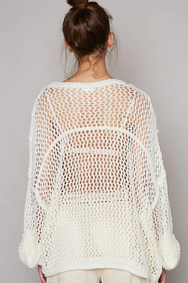 POL Openwork Long Sleeve Knit Cover Up-Cover Ups-Trendsi-[option4]-[option5]-[option6]-[option7]-[option8]-Shop-Boutique-Clothing-for-Women-Online