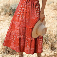 Printed Drawstring Midi Skirt-Skirts-Trendsi-Orange-Red-S-[option4]-[option5]-[option6]-[option7]-[option8]-Shop-Boutique-Clothing-for-Women-Online
