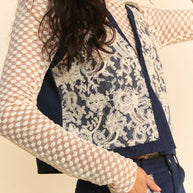 Davi & Dani Lace Patch Open Front Denim Vest-Vest-Trendsi-Dark-S-[option4]-[option5]-[option6]-[option7]-[option8]-Shop-Boutique-Clothing-for-Women-Online