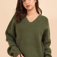 VERY J Seam Detail Drop Shoulder Hooded Sweater-sweater-Trendsi-Olive-S-[option4]-[option5]-[option6]-[option7]-[option8]-Shop-Boutique-Clothing-for-Women-Online