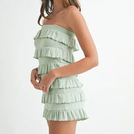 MABLE Pointelle Knit Fabric Ruffled Tube Romper-Jumpsuits & Rompers-Trendsi-[option4]-[option5]-[option6]-[option7]-[option8]-Shop-Boutique-Clothing-for-Women-Online