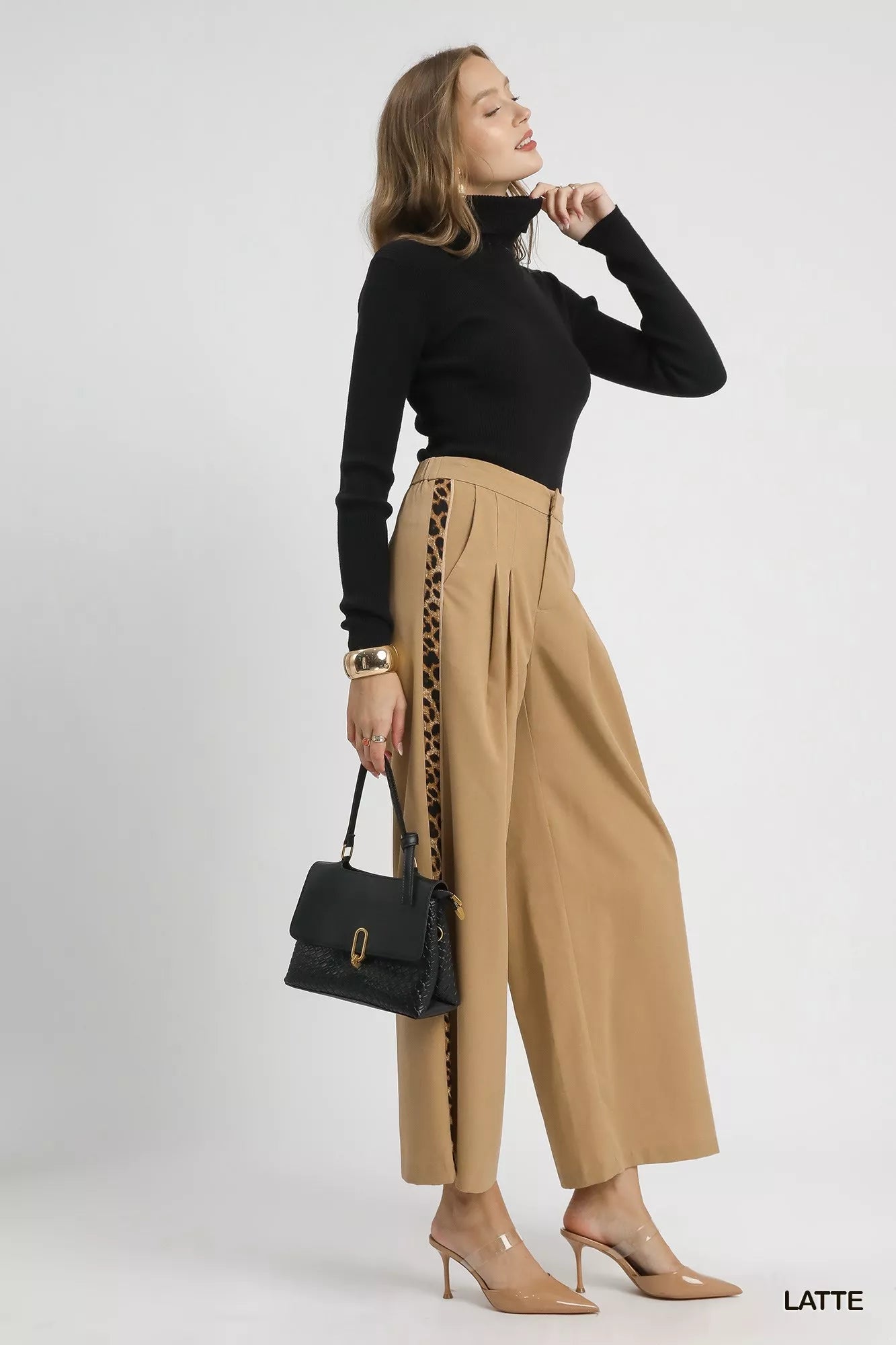 Umgee Front Pleated Wide-Leg Pants with Contrast Trim-Pants-Trendsi-[option4]-[option5]-[option6]-[option7]-[option8]-Shop-Boutique-Clothing-for-Women-Online