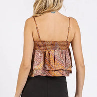 Mittoshop Paisley Patchwork Print Satin Ruffle Crop Cami-Trendsi-[option4]-[option5]-[option6]-[option7]-[option8]-Shop-Boutique-Clothing-for-Women-Online