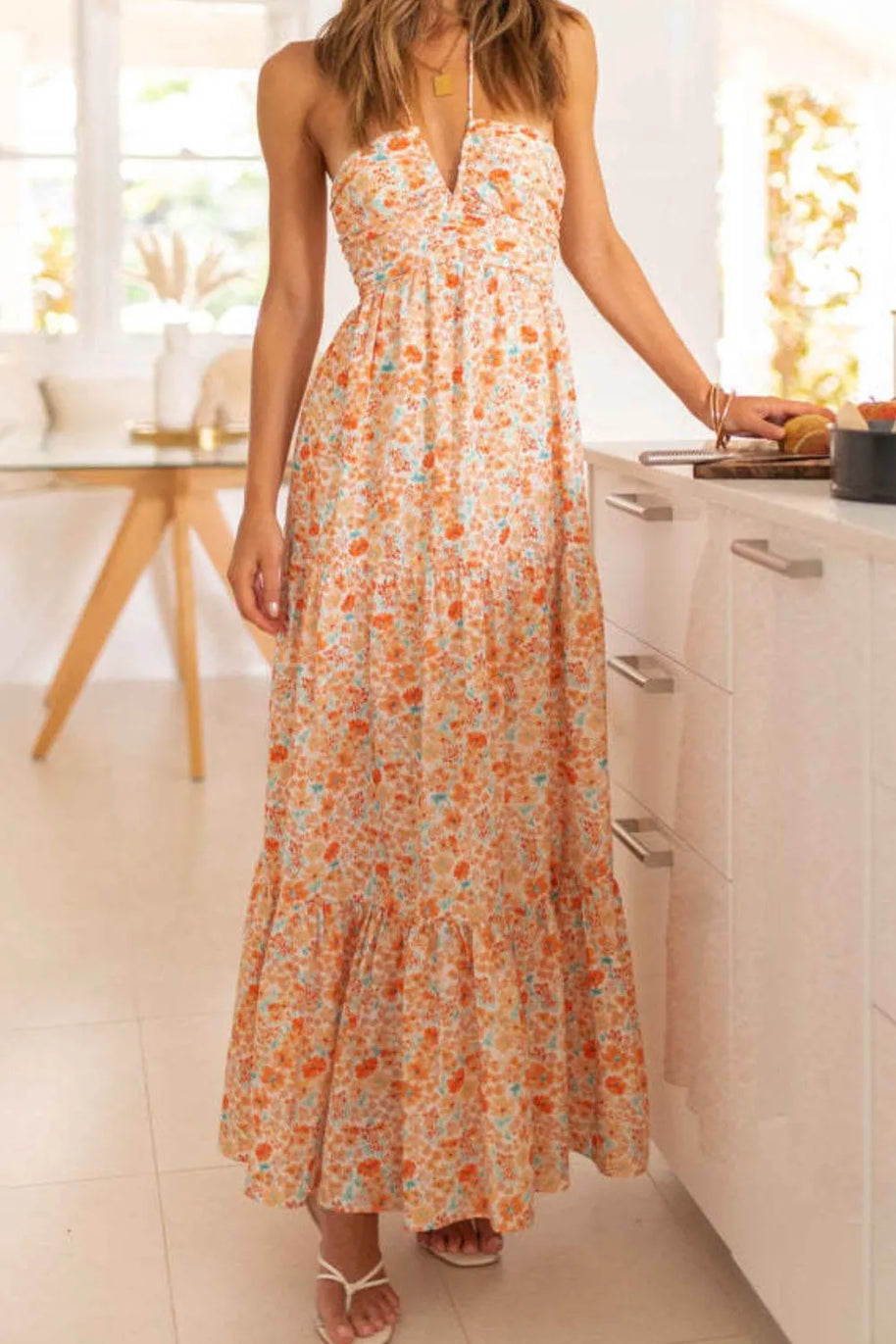 Tiered Halter Neck Printed Cami Dress-Dresses-Trendsi-[option4]-[option5]-[option6]-[option7]-[option8]-Shop-Boutique-Clothing-for-Women-Online