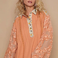 POL Floral Half Button Lace Detail Long Sleeve Top-Blouses-Trendsi-Sherbet-S-[option4]-[option5]-[option6]-[option7]-[option8]-Shop-Boutique-Clothing-for-Women-Online