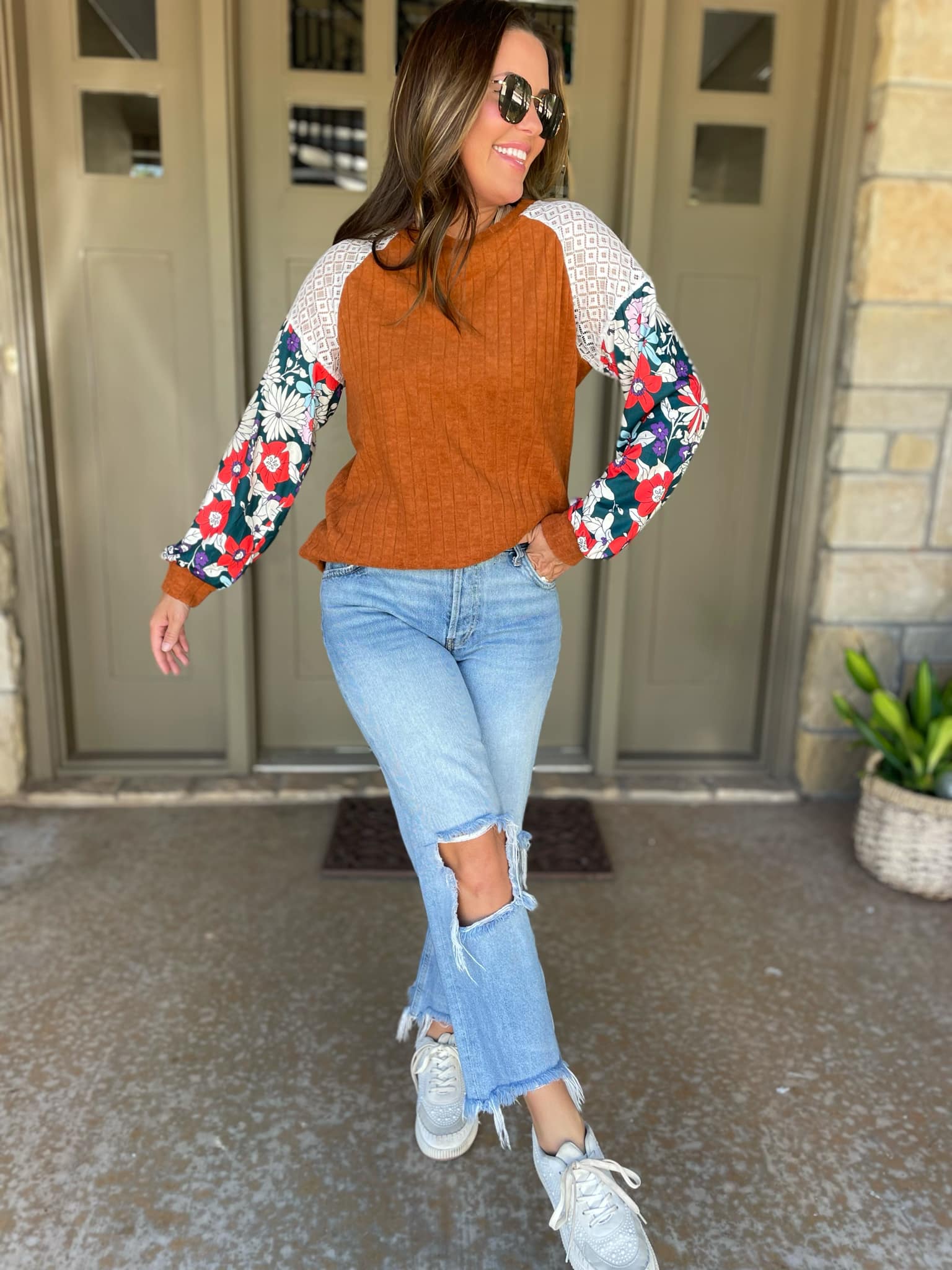 Aston Patchwork Blouse in Four Colors-Womens-Ave Shops-[option4]-[option5]-[option6]-[option7]-[option8]-Shop-Boutique-Clothing-for-Women-Online