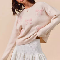 SO ME Embroidered Ribbon Round Neck Sweater-Sweaters-Trendsi-[option4]-[option5]-[option6]-[option7]-[option8]-Shop-Boutique-Clothing-for-Women-Online