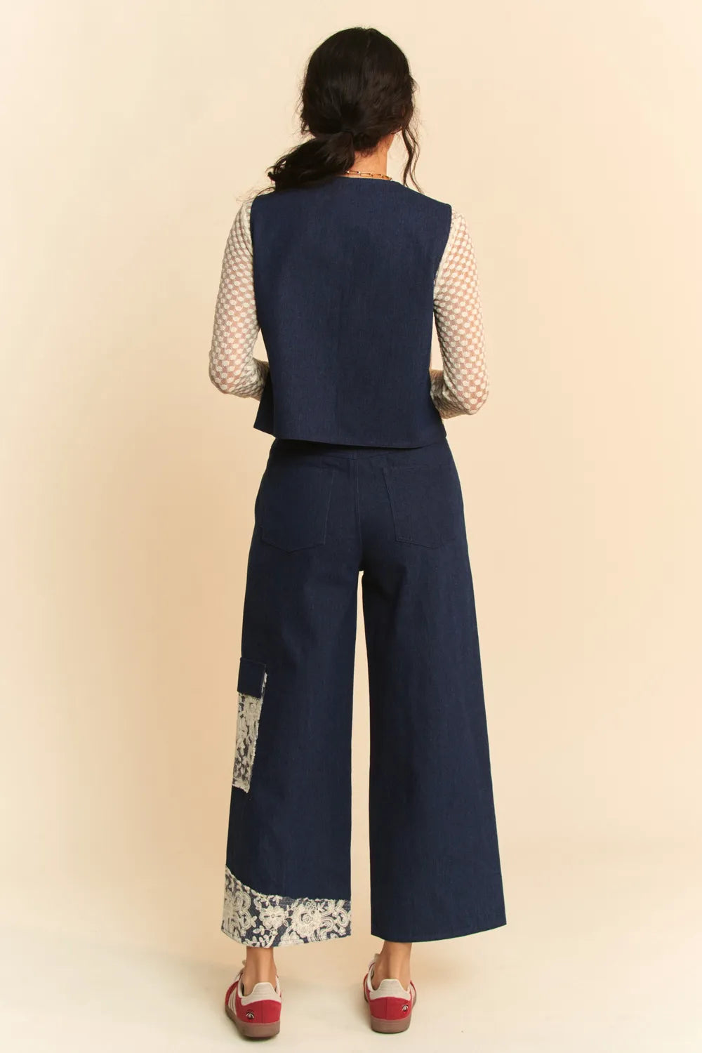 Davi & Dani Lace Patch Open Front Denim Vest-Vest-Trendsi-[option4]-[option5]-[option6]-[option7]-[option8]-Shop-Boutique-Clothing-for-Women-Online