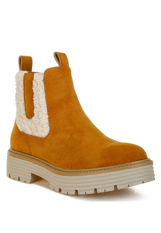 Mothman Faux Fur Detail Chunky Ankle Boots-Rag Company-Tan-US-5 / UK-3 / EU-36-[option4]-[option5]-[option6]-[option7]-[option8]-Shop-Boutique-Clothing-for-Women-Online