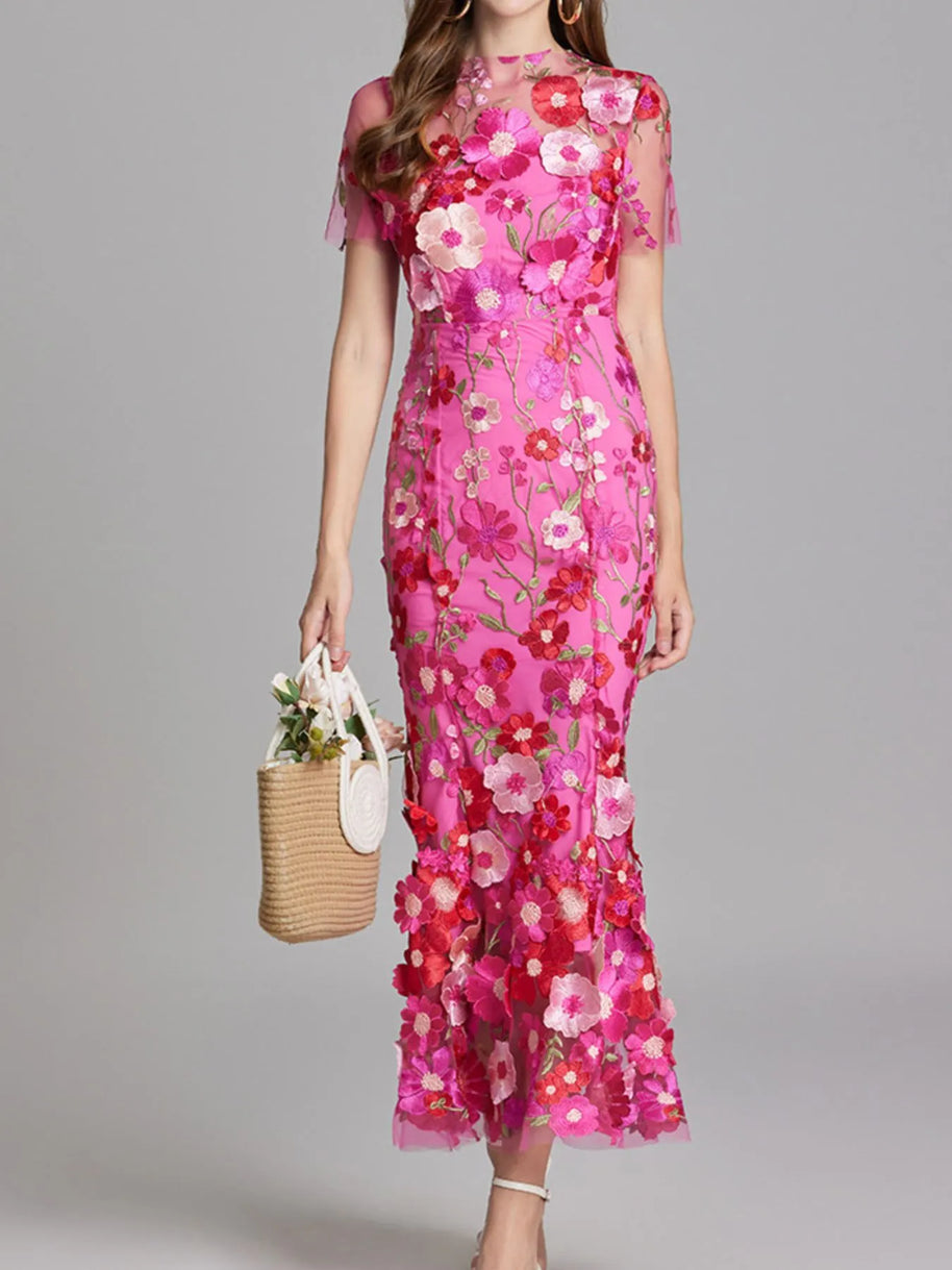 Floral Embroidered Mesh Overlay Maxi Dress-Dresses-Trendsi-[option4]-[option5]-[option6]-[option7]-[option8]-Shop-Boutique-Clothing-for-Women-Online