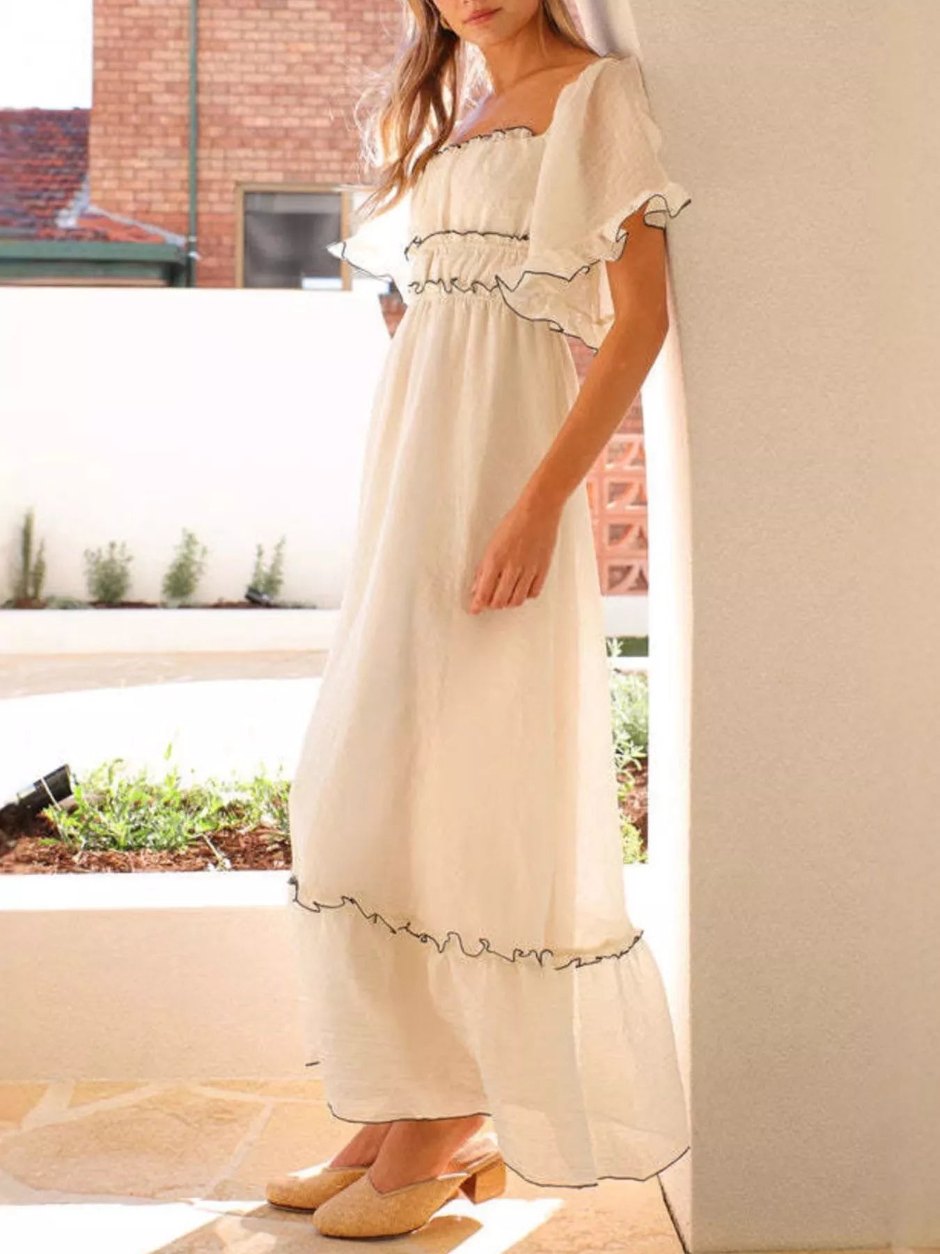 Ruffled Short Sleeve Tiered Maxi Dress-Dresses-Trendsi-[option4]-[option5]-[option6]-[option7]-[option8]-Shop-Boutique-Clothing-for-Women-Online