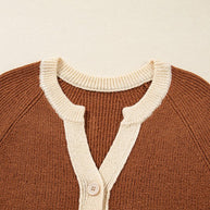 Contrast Trim Buttoned V-Neck Cropped Cardigan-JUNIPER BLVD-[option4]-[option5]-[option6]-[option7]-[option8]-Shop-Boutique-Clothing-for-Women-Online