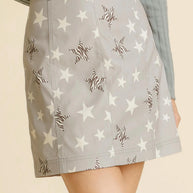 Umgee Animal Star Print Skirt with Back Zipper Closure-Skirts-Trendsi-Silver-S-[option4]-[option5]-[option6]-[option7]-[option8]-Shop-Boutique-Clothing-for-Women-Online