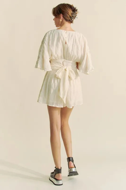 Davi & Dani Batwing Sleeve Waist Belt Romper-Jumpsuits & Rompers-Trendsi-[option4]-[option5]-[option6]-[option7]-[option8]-Shop-Boutique-Clothing-for-Women-Online