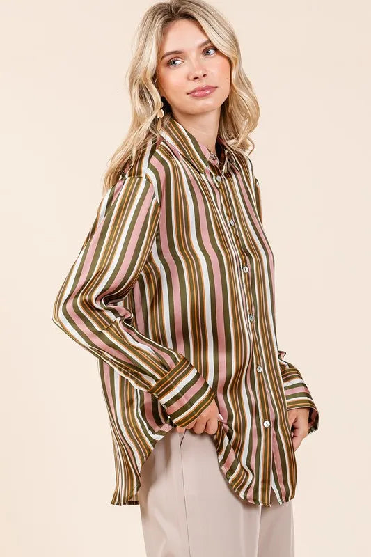 Mittoshop Striped Button Down Satin Shirt-Blouses-Trendsi-[option4]-[option5]-[option6]-[option7]-[option8]-Shop-Boutique-Clothing-for-Women-Online