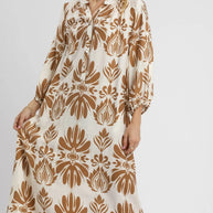 Umgee Mix Abstract Floral Print Midi Dress-Dresses-Trendsi-TAUPE MIX-S-[option4]-[option5]-[option6]-[option7]-[option8]-Shop-Boutique-Clothing-for-Women-Online