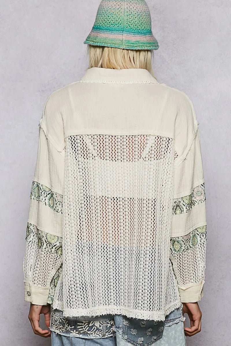 POL Printed Crochet Patchwork Button-Up Shirt-Blouses-Trendsi-[option4]-[option5]-[option6]-[option7]-[option8]-Shop-Boutique-Clothing-for-Women-Online