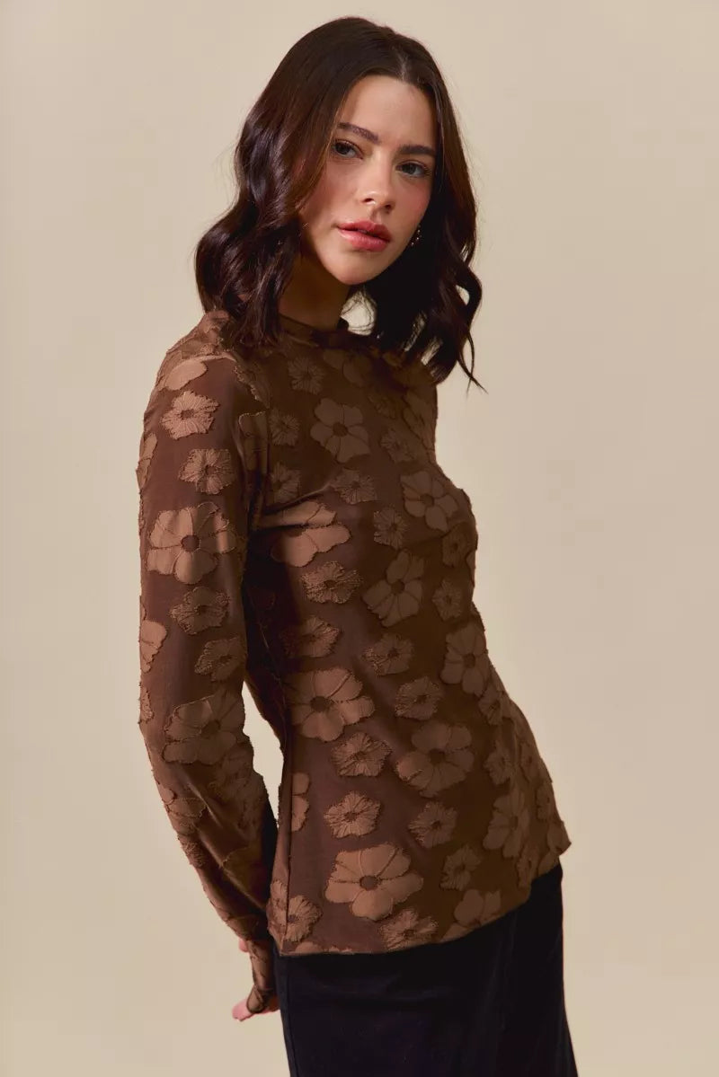 SO ME Stretched Jacquard Casual Tops with Thumb Opening-Blouses-Trendsi-[option4]-[option5]-[option6]-[option7]-[option8]-Shop-Boutique-Clothing-for-Women-Online