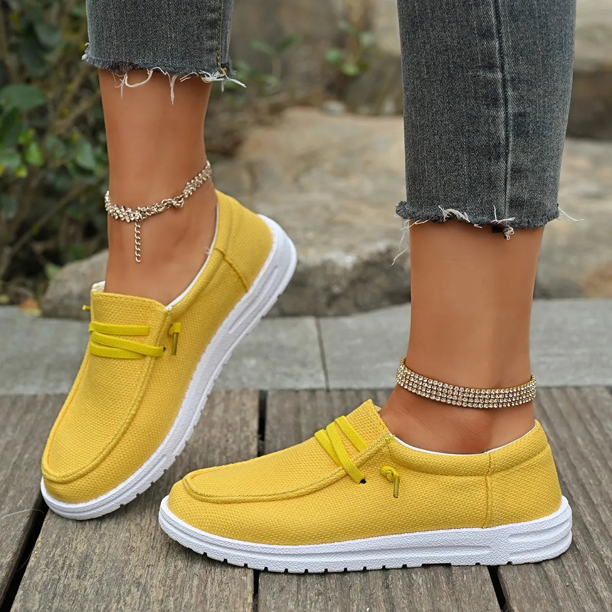 Round Toe Canvas Slip-Ons-120 Sneakers-Trendsi-Gold-36(US5)-[option4]-[option5]-[option6]-[option7]-[option8]-Shop-Boutique-Clothing-for-Women-Online
