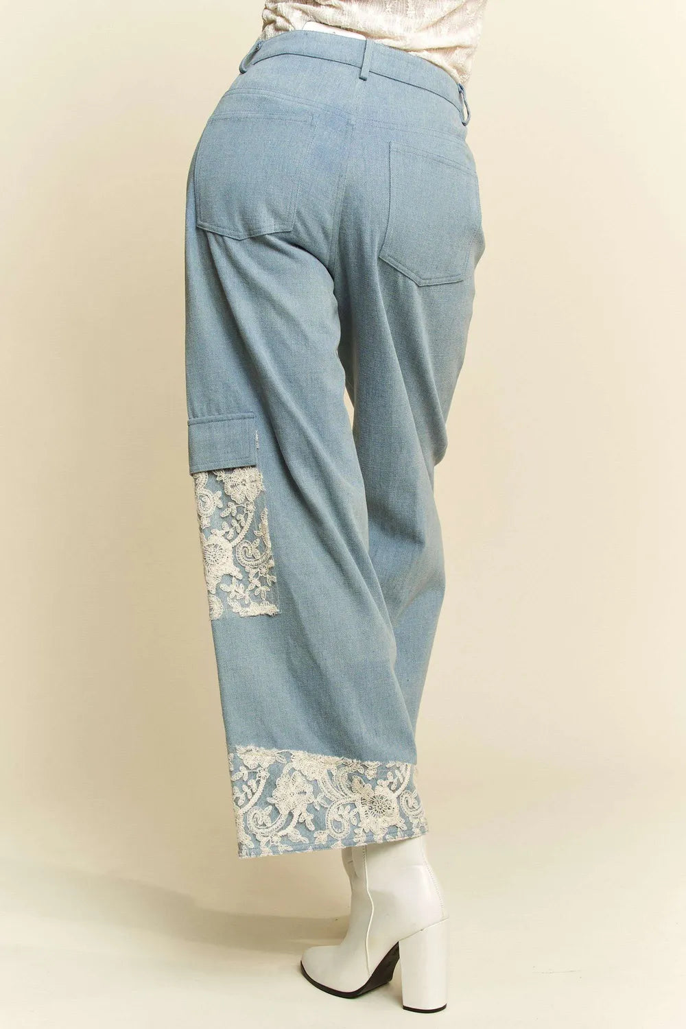 Davi & Dani Lace Applique Wide Leg Jeans-Jeans-Trendsi-[option4]-[option5]-[option6]-[option7]-[option8]-Shop-Boutique-Clothing-for-Women-Online
