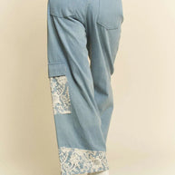 Davi & Dani Lace Applique Wide Leg Jeans-Jeans-Trendsi-[option4]-[option5]-[option6]-[option7]-[option8]-Shop-Boutique-Clothing-for-Women-Online