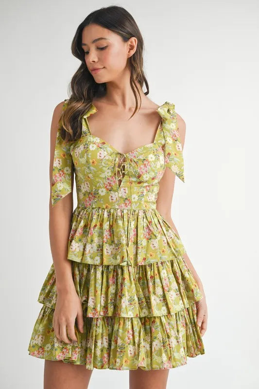 MABLE Floral Print Shoulder Tie Layered Mini Dress-Dresses-Trendsi-[option4]-[option5]-[option6]-[option7]-[option8]-Shop-Boutique-Clothing-for-Women-Online