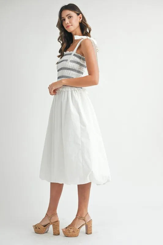 MABLE Smocked Bodice Bubble Midi Dress-Dresses-Trendsi-[option4]-[option5]-[option6]-[option7]-[option8]-Shop-Boutique-Clothing-for-Women-Online