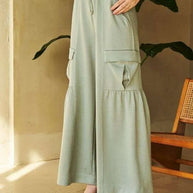 Davi & Dani Drawstring Ruched Detail Wide Leg Pants-Pants-Trendsi-Sage-S-[option4]-[option5]-[option6]-[option7]-[option8]-Shop-Boutique-Clothing-for-Women-Online