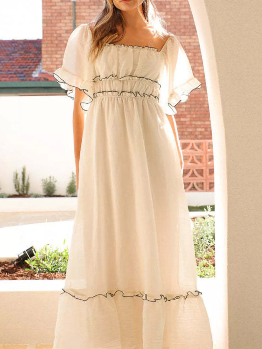 Ruffled Short Sleeve Tiered Maxi Dress-Dresses-Trendsi-[option4]-[option5]-[option6]-[option7]-[option8]-Shop-Boutique-Clothing-for-Women-Online