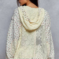 POL Floral Balloon Sleeve Hooded Lace Jacket with Stitch Detail-Jacket-Trendsi-[option4]-[option5]-[option6]-[option7]-[option8]-Shop-Boutique-Clothing-for-Women-Online