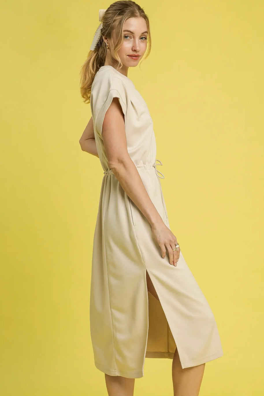 Umgee Side Slit Short Sleeve Midi Tee Dress-Dresses-Trendsi-[option4]-[option5]-[option6]-[option7]-[option8]-Shop-Boutique-Clothing-for-Women-Online