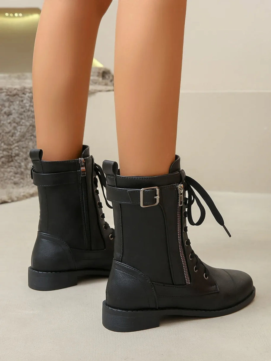 PU Leather Lace-Up Boots-Boots-Trendsi-[option4]-[option5]-[option6]-[option7]-[option8]-Shop-Boutique-Clothing-for-Women-Online