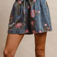 BiBi Floral Printed Denim Short Pants With Pocket-Shorts-Trendsi-DENIM-S-[option4]-[option5]-[option6]-[option7]-[option8]-Shop-Boutique-Clothing-for-Women-Online
