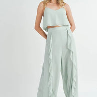 MABLE Crop Cami and Ruffled Wide Leg Pants Set-two piece set-Trendsi-Lt Mint-S-[option4]-[option5]-[option6]-[option7]-[option8]-Shop-Boutique-Clothing-for-Women-Online