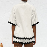 Contrast Trim Half Sleeve Top and Shorts Set-Sets-Trendsi-[option4]-[option5]-[option6]-[option7]-[option8]-Shop-Boutique-Clothing-for-Women-Online