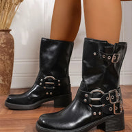 Round Toe Block Heels Boots-Boots-Trendsi-Black-35-[option4]-[option5]-[option6]-[option7]-[option8]-Shop-Boutique-Clothing-for-Women-Online