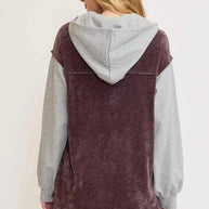 Umgee Contrast Hooded Chenille Jacket-Coats & Jackets-Trendsi-[option4]-[option5]-[option6]-[option7]-[option8]-Shop-Boutique-Clothing-for-Women-Online