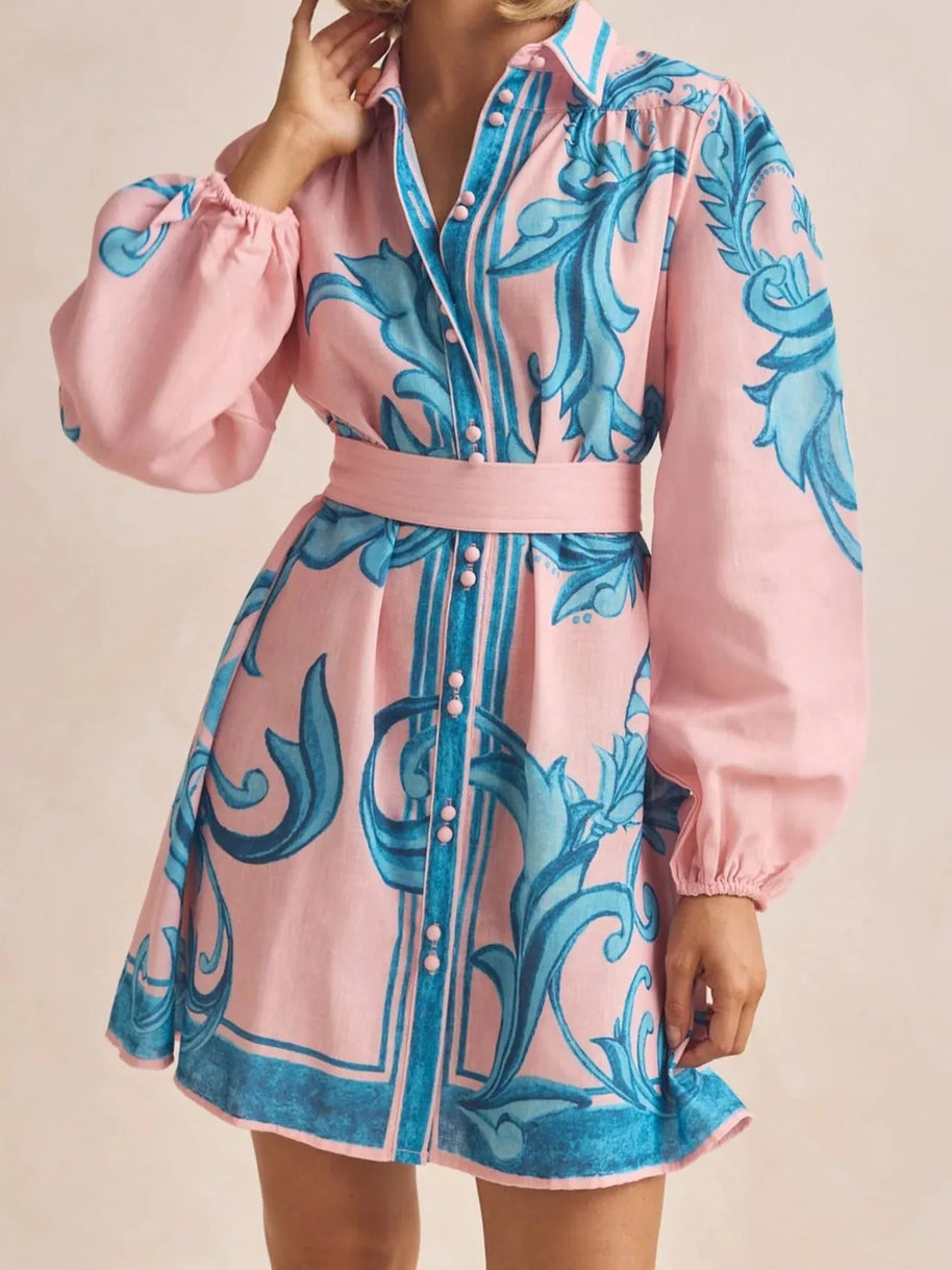 Printed Long Sleeve Shirt Dress-Dresses-Trendsi-Blush Pink-S-[option4]-[option5]-[option6]-[option7]-[option8]-Shop-Boutique-Clothing-for-Women-Online