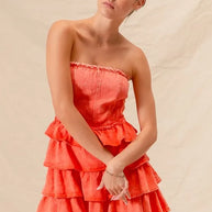 SO ME Strapless Ruffle Layered Game Day Cheer Up Dress-Dresses-Trendsi-[option4]-[option5]-[option6]-[option7]-[option8]-Shop-Boutique-Clothing-for-Women-Online