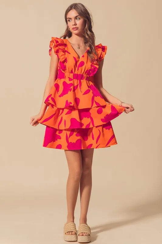 SO ME Floral V Neck Layered Dress with Elasticized Waist-Dresses-Trendsi-[option4]-[option5]-[option6]-[option7]-[option8]-Shop-Boutique-Clothing-for-Women-Online