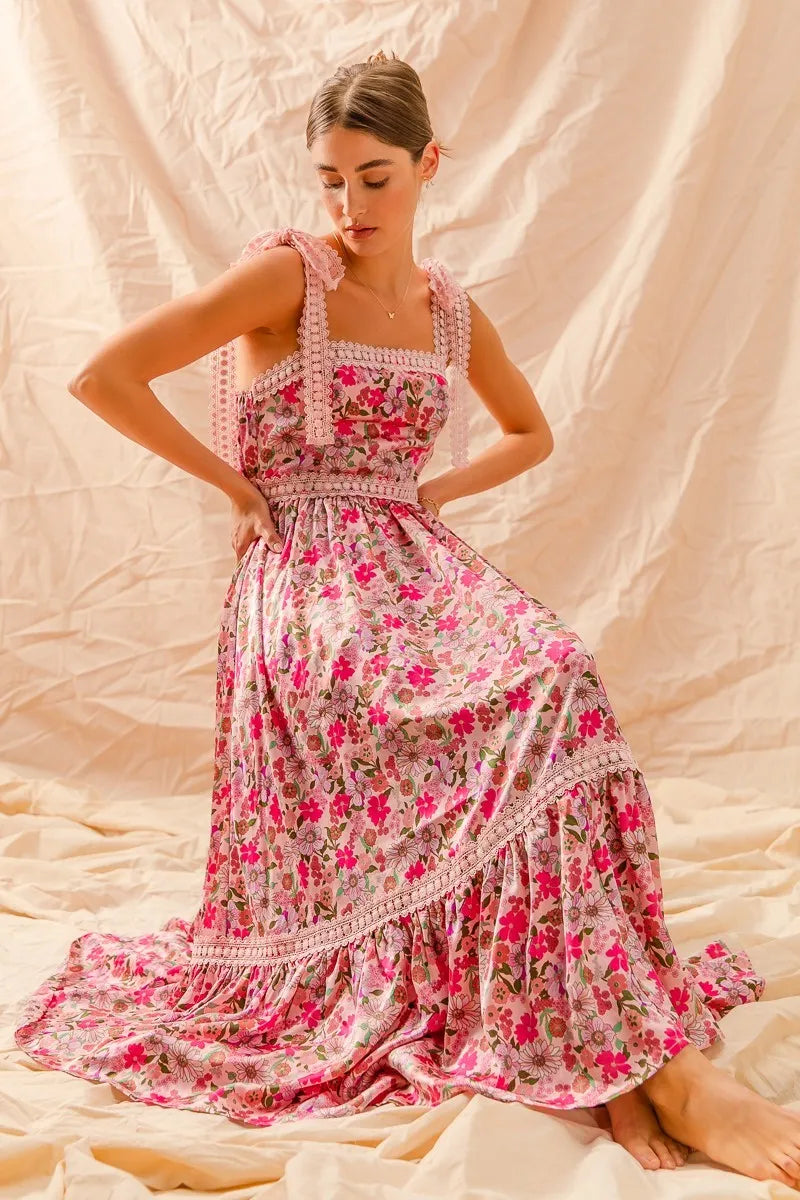 SO ME Floral Maxi Dress With Ribbon Tie Lace Strap-Dresses-Trendsi-[option4]-[option5]-[option6]-[option7]-[option8]-Shop-Boutique-Clothing-for-Women-Online