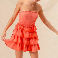 SO ME Strapless Ruffle Layered Game Day Cheer Up Dress-Dresses-Trendsi-[option4]-[option5]-[option6]-[option7]-[option8]-Shop-Boutique-Clothing-for-Women-Online
