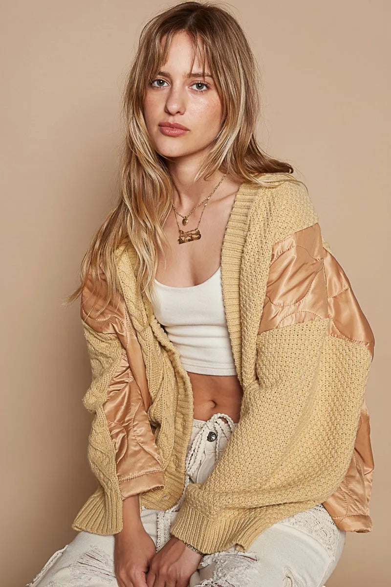 POL Quilting Patch Button Up Cable Knit Jacket-Coats & Jackets-Trendsi-[option4]-[option5]-[option6]-[option7]-[option8]-Shop-Boutique-Clothing-for-Women-Online