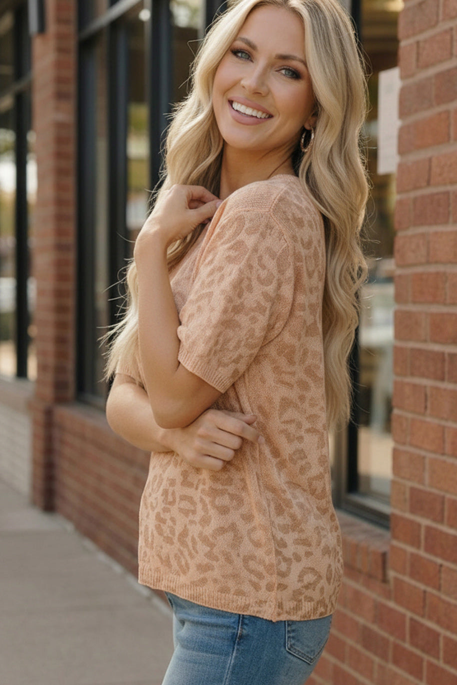 Blush Safari Knit Tee-And The Why-[option4]-[option5]-[option6]-[option7]-[option8]-Shop-Boutique-Clothing-for-Women-Online