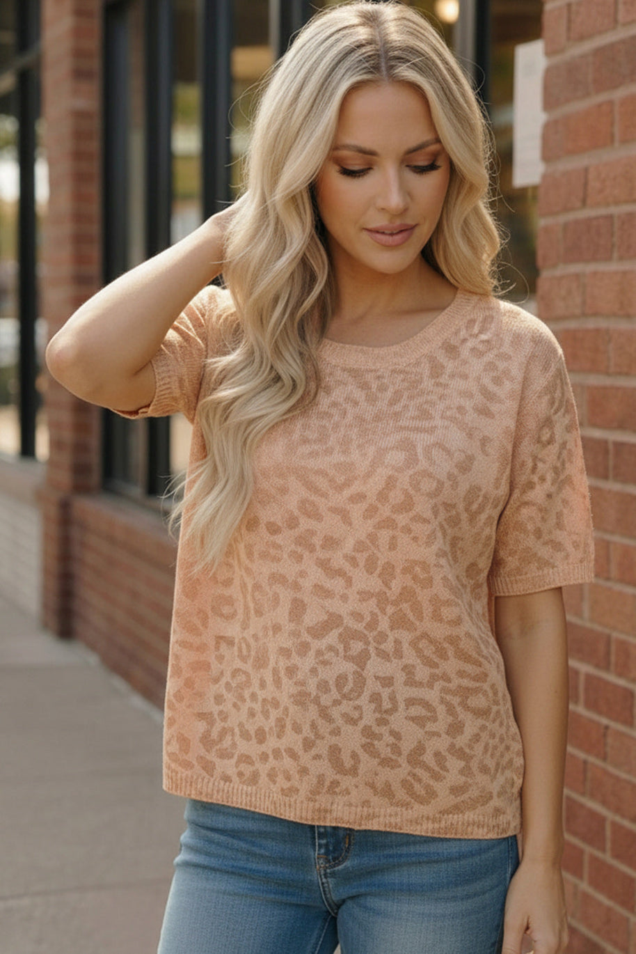 Blush Safari Knit Tee-And The Why-[option4]-[option5]-[option6]-[option7]-[option8]-Shop-Boutique-Clothing-for-Women-Online