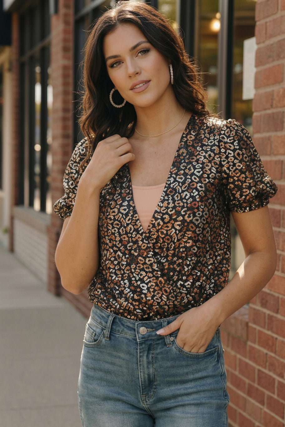 Midnight Leopard Shimmer Bodysuit-And The Why-[option4]-[option5]-[option6]-[option7]-[option8]-Shop-Boutique-Clothing-for-Women-Online