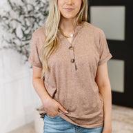 Almost There V-Neck Henley Top In Taupe-Tops-Ave Shops-[option4]-[option5]-[option6]-[option7]-[option8]-Shop-Boutique-Clothing-for-Women-Online