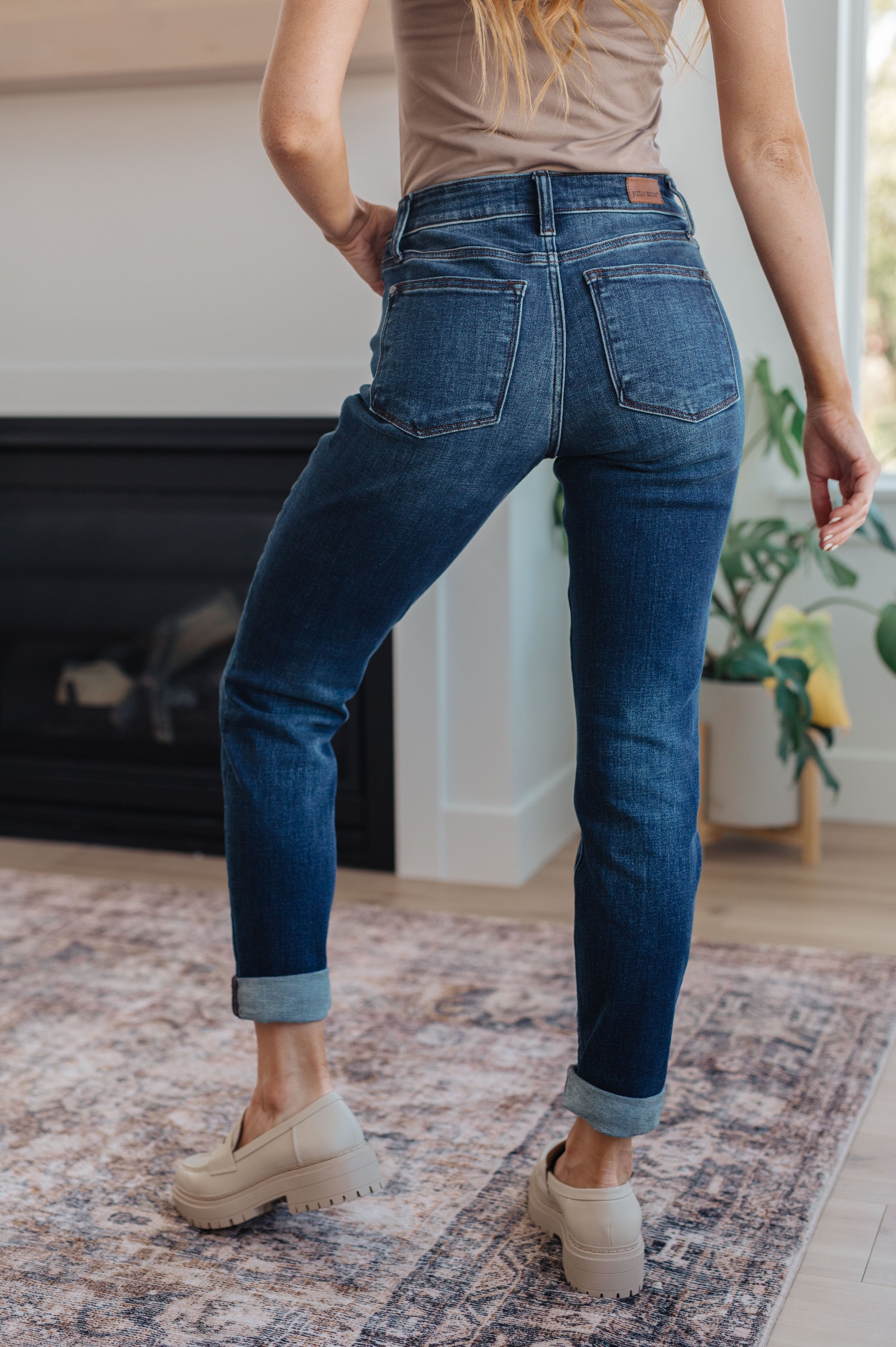 Judy Blue Amber Cuffed Slim Fit Dark Wash Jeans-Womens-Ave Shops-[option4]-[option5]-[option6]-[option7]-[option8]-Shop-Boutique-Clothing-for-Women-Online